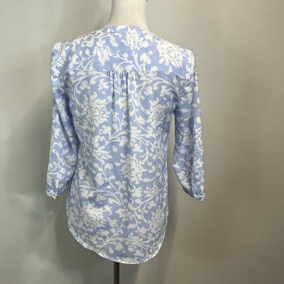 Talbots Blouse Tunic size Extra Small Lilac Purple White Floral Career Casual - Picture 5 of 6